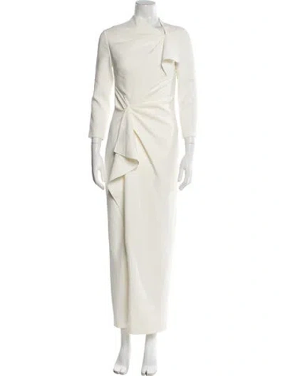 Pre-owned Safiyaa One-shoulder Long Dress In Neutral