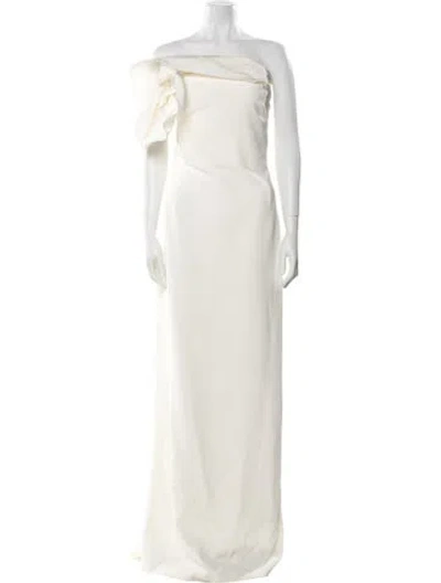 Pre-owned Safiyaa One-shoulder Long Dress In Neutral