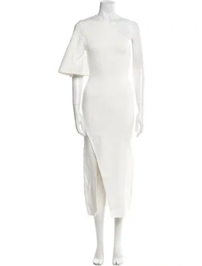 Pre-owned Safiyaa One-shoulder Long Dress In Neutral