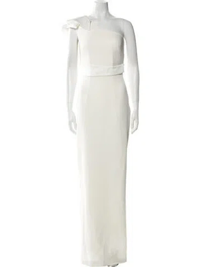 Pre-owned Safiyaa One-shoulder Long Dress In Neutral