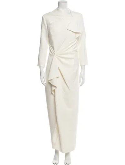 Pre-owned Safiyaa One-shoulder Long Dress In Neutral