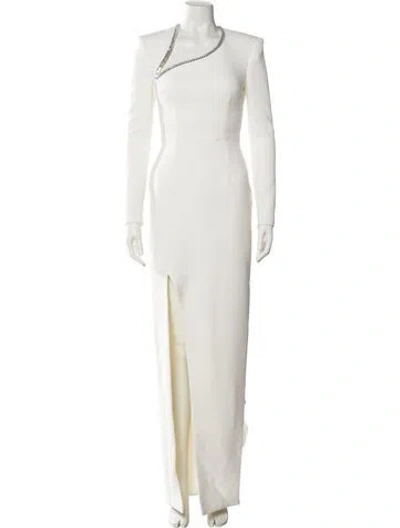 Pre-owned Safiyaa One-shoulder Long Dress In Neutral