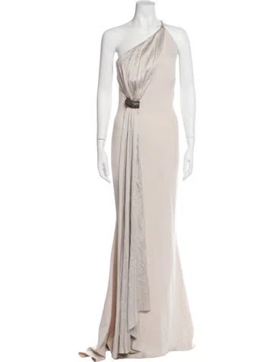 Pre-owned Safiyaa One-shoulder Long Dress In Neutral