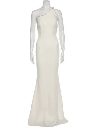 Pre-owned Safiyaa One-shoulder Long Dress In Neutral