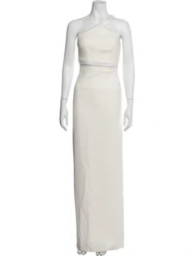 Pre-owned Safiyaa One-shoulder Long Dress In Neutrals