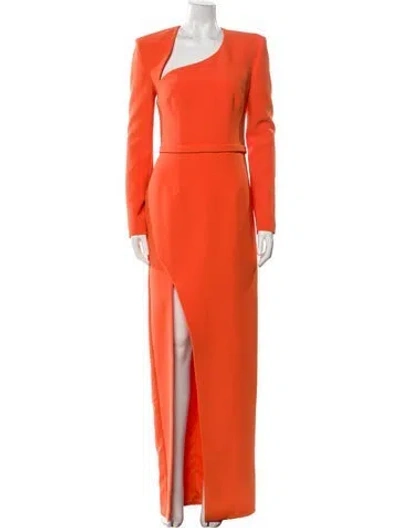 Pre-owned Safiyaa One-shoulder Long Dress In Orange