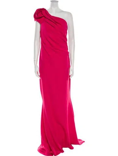Pre-owned Safiyaa One-shoulder Long Dress In Pink