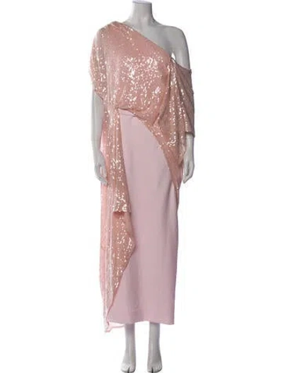 Pre-owned Safiyaa One-shoulder Long Dress In Pink