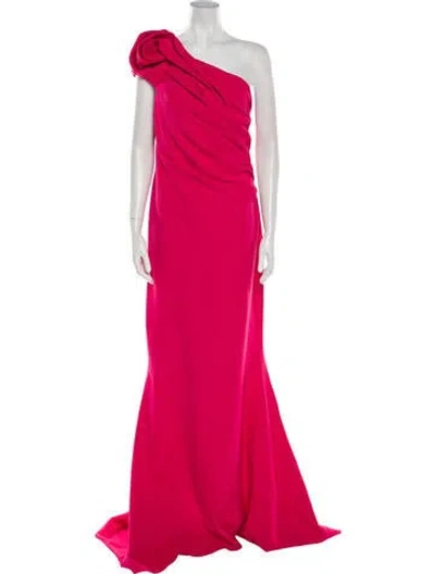 Pre-owned Safiyaa One-shoulder Long Dress In Pink