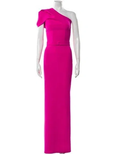 Pre-owned Safiyaa One-shoulder Long Dress In Pink