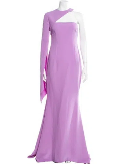 Pre-owned Safiyaa One-shoulder Long Dress In Purple