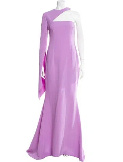 Pre-owned Safiyaa One-shoulder Long Dress In Purple