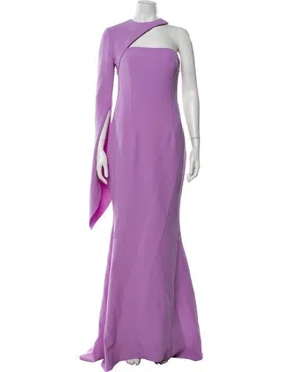 Pre-owned Safiyaa One-shoulder Long Dress In Purple