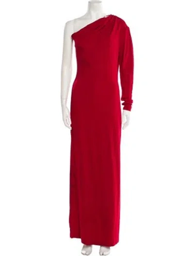 Pre-owned Safiyaa One-shoulder Long Dress In Red
