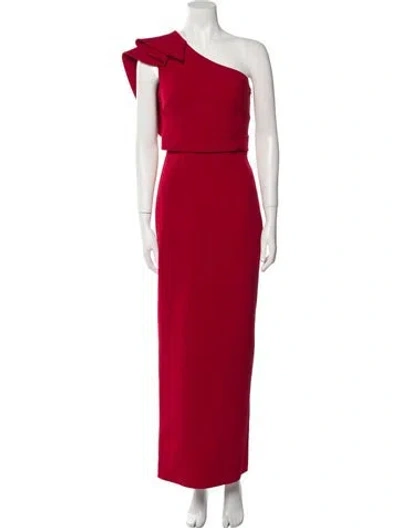 Pre-owned Safiyaa One-shoulder Long Dress In Red