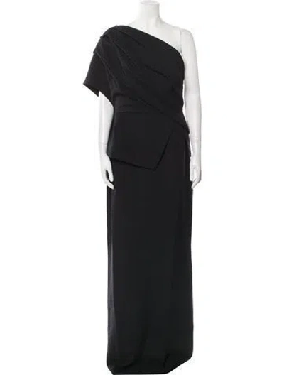 Pre-owned Safiyaa One-shoulder Long Dress W/ Tags In Black