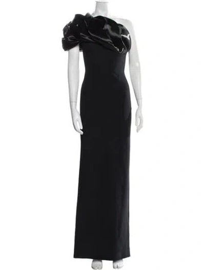 Pre-owned Safiyaa One-shoulder Long Dress W/ Tags In Black