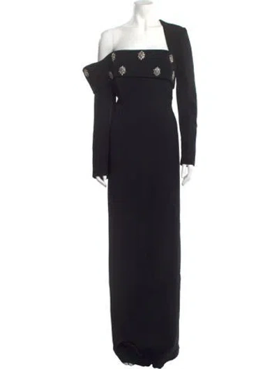 Pre-owned Safiyaa One-shoulder Long Dress W/ Tags In Black