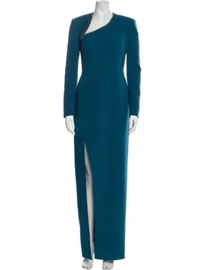 Pre-owned Safiyaa One-shoulder Long Dress W/ Tags In Blue