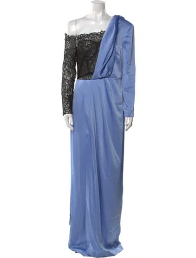 Pre-owned Safiyaa One-shoulder Long Dress W/ Tags In Blue