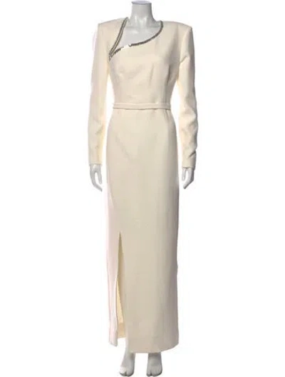 Pre-owned Safiyaa One-shoulder Long Dress In White