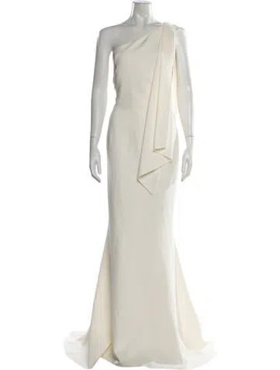Pre-owned Safiyaa One-shoulder Long Dress In White