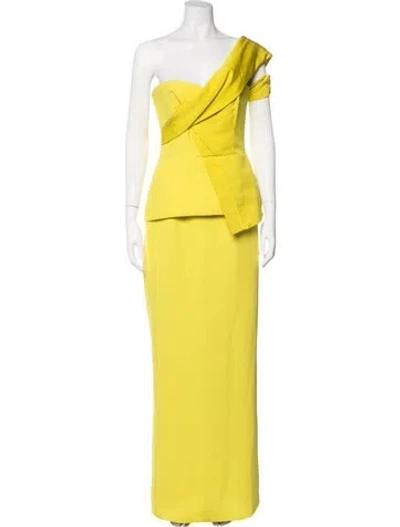Pre-owned Safiyaa One-shoulder Long Dress In Yellow
