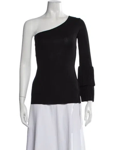 Pre-owned Safiyaa One-shoulder Long Sleeve Top In Black