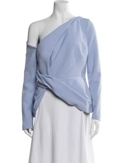 Pre-owned Safiyaa One-shoulder Long Sleeve Top In Blue