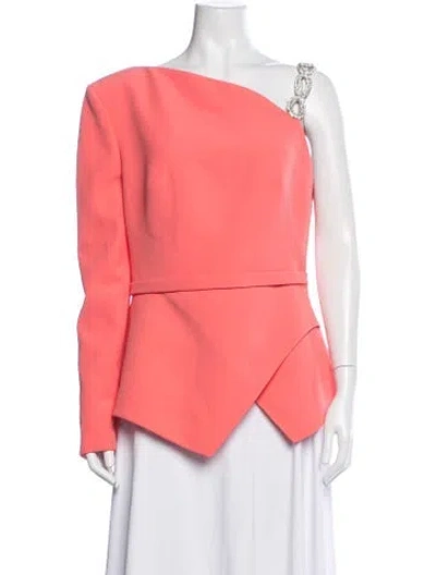 Pre-owned Safiyaa One-shoulder Long Sleeve Top In Pink