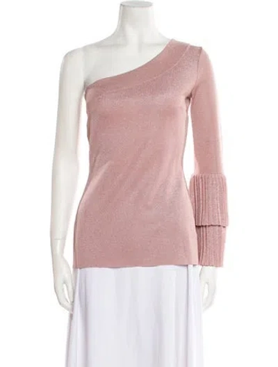 Pre-owned Safiyaa One-shoulder Long Sleeve Top W/ Tags In Pink