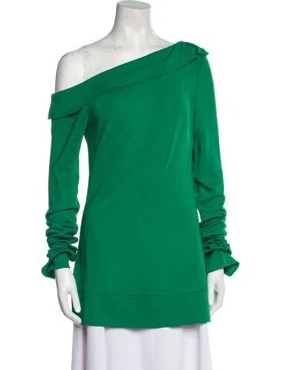 Pre-owned Safiyaa One-shoulder Long Sleeve Tunic In Green