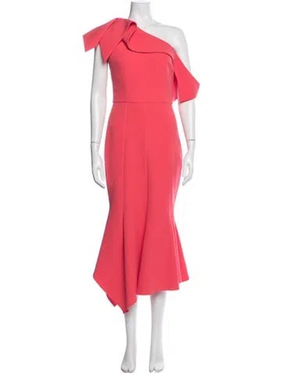 Pre-owned Safiyaa One-shoulder Midi Length Dress In Multicolor