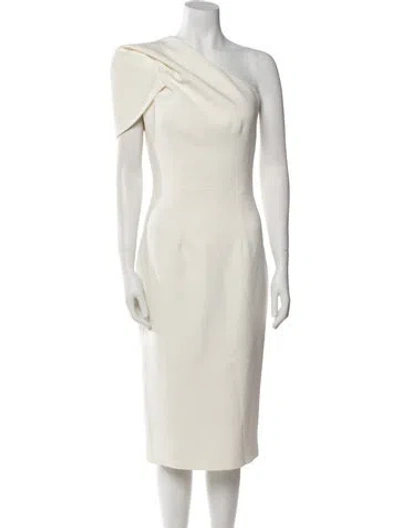 Pre-owned Safiyaa One-shoulder Midi Length Dress In Neutral