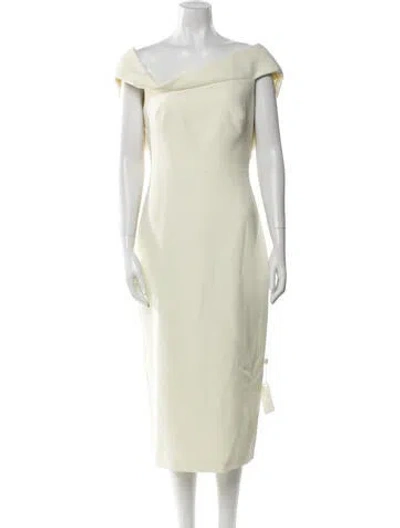 Pre-owned Safiyaa One-shoulder Midi Length Dress In Neutral