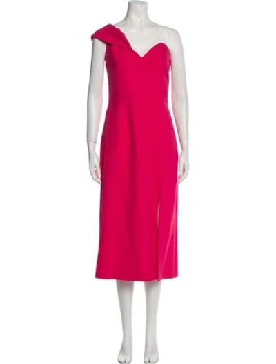 Pre-owned Safiyaa One-shoulder Midi Length Dress In Pink