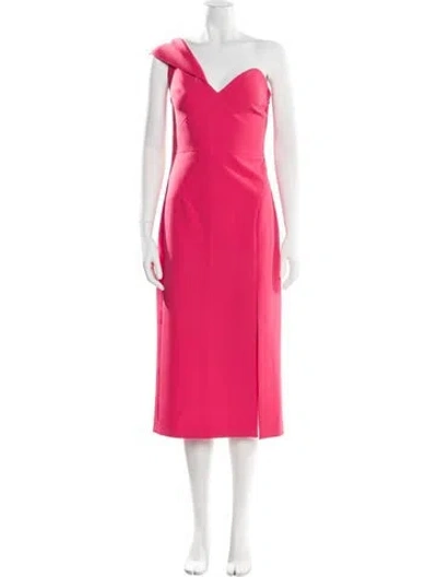 Pre-owned Safiyaa One-shoulder Midi Length Dress In Pink