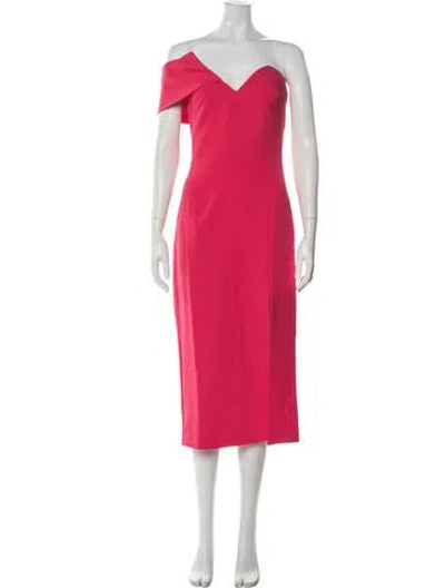 Pre-owned Safiyaa One-shoulder Midi Length Dress In Pink