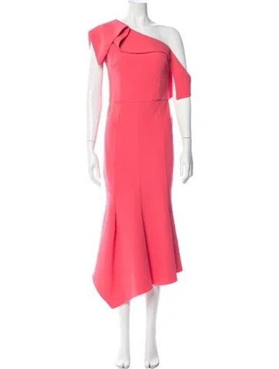 Pre-owned Safiyaa One-shoulder Midi Length Dress In Pink