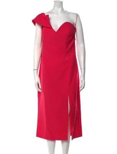 Pre-owned Safiyaa One-shoulder Midi Length Dress In Pink