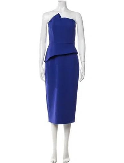 Pre-owned Safiyaa One-shoulder Midi Length Dress W/ Tags In Blue
