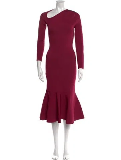 Pre-owned Safiyaa One-shoulder Midi Length Dress W/ Tags In Burgundy