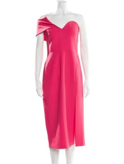 Pre-owned Safiyaa One-shoulder Midi Length Dress W/ Tags In Pink