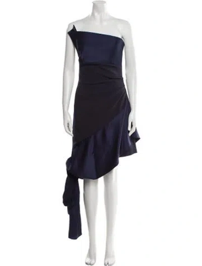 Pre-owned Safiyaa One-shoulder Mini Dress In Blue