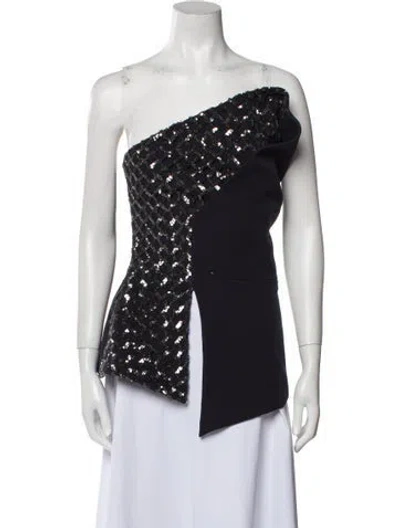 Pre-owned Safiyaa One-shoulder Sleeveless Top In Blue