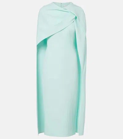 Safiyaa Oria Caped Crêpe Midi Dress In Green