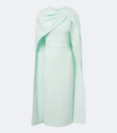 Safiyaa Oria Caped Crêpe Midi Dress In Green