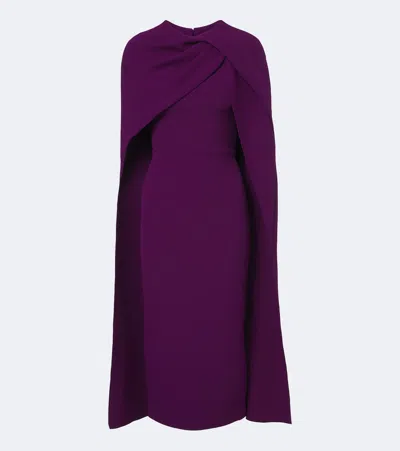 Safiyaa Oria Caped Crêpe Midi Dress In Purple