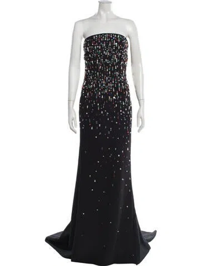 Pre-owned Safiyaa Patterned Long Dress In Blue