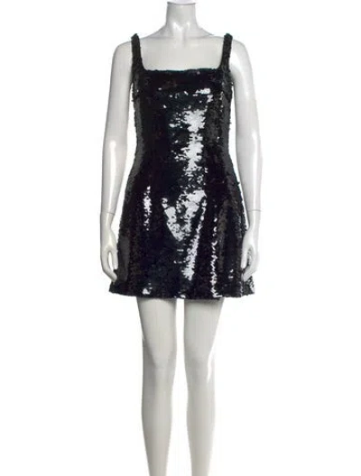Pre-owned Safiyaa Patterned Mini Dress In Black